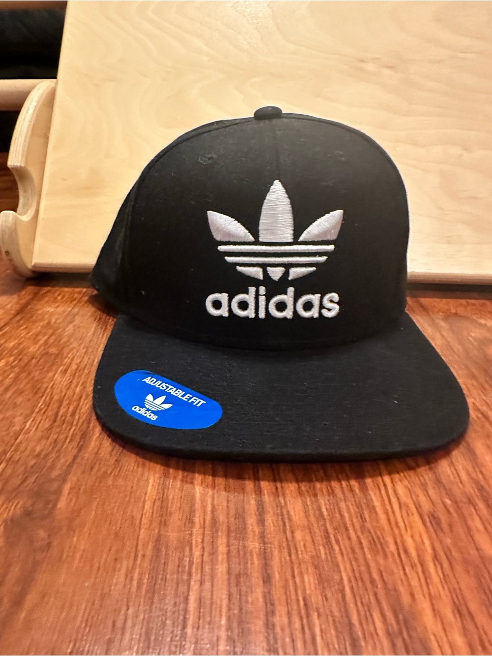 adidas Black Snapback Hat with White Trefoil Logo